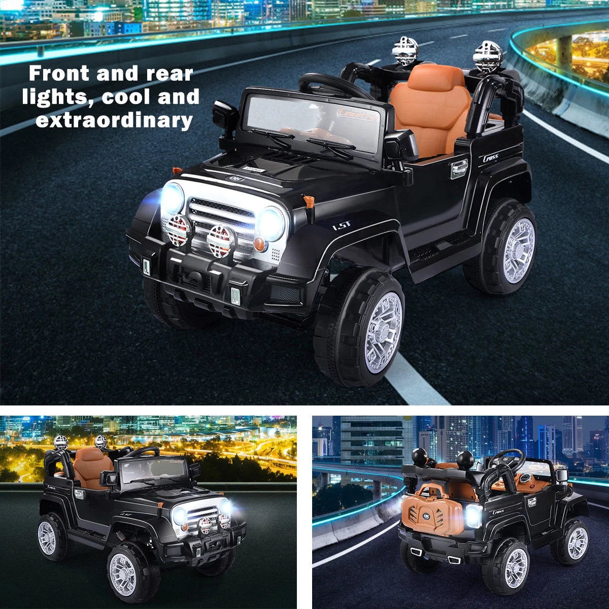 12V Kids Ride On Truck with LED Lights Green Q87682