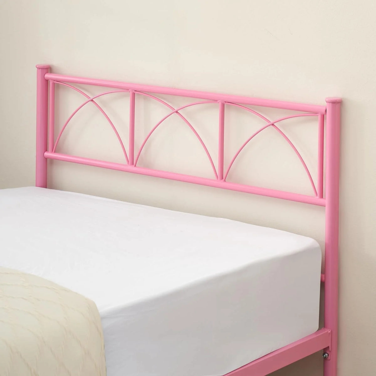 Pink Twin Metal Platform Bed Frame with Headboard and Footboard Z185122