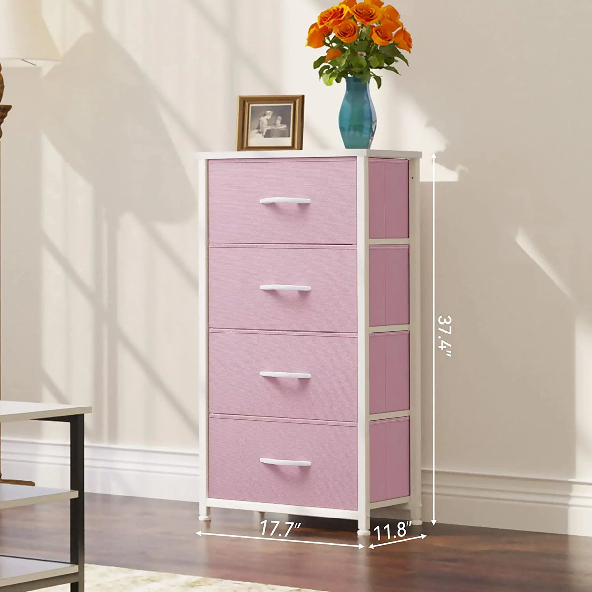 Pink 4 Drawer Fabric Dresser J969