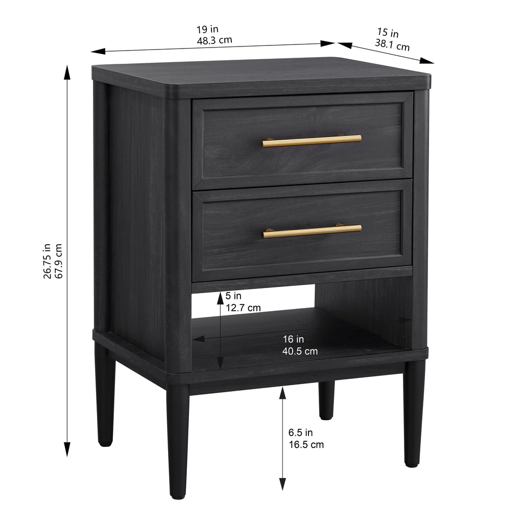 2 Drawer Charcoal Finish Nightstand K4990