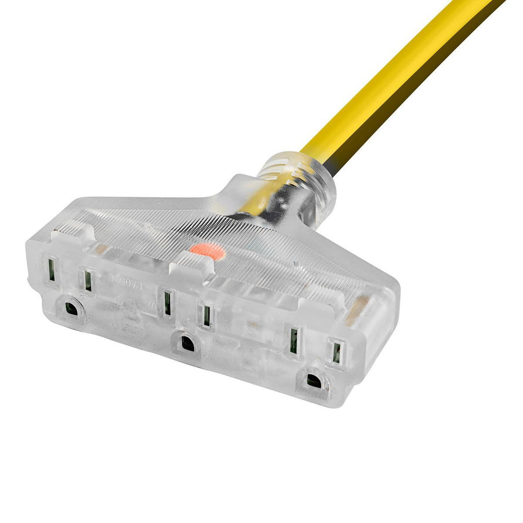 100 ft. 12/3 Gauge Multiple Outlet Extension Cord with Indicator Light, Yellow, Black X395