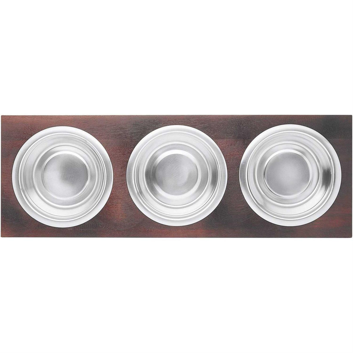 Dark Wooden Elevated Stainless Steel Dog & Cat Bowl W18876