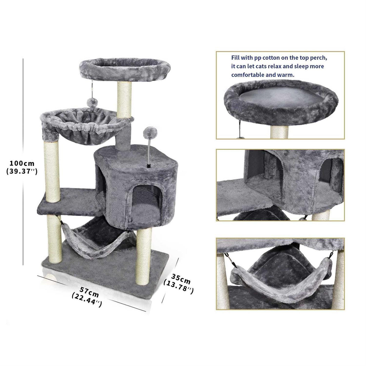 Cat Tree with Cat Condo and Hammock F6253