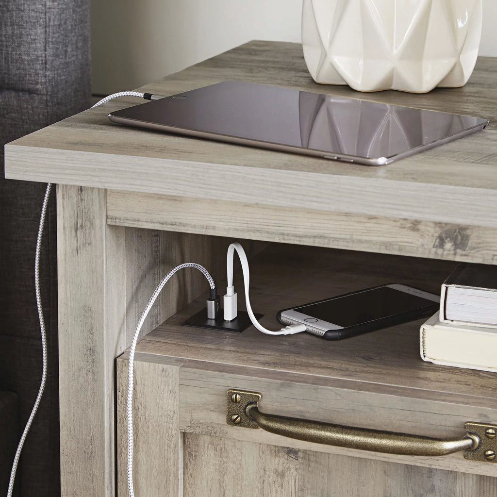Rustic White Finish Nightstand N857547