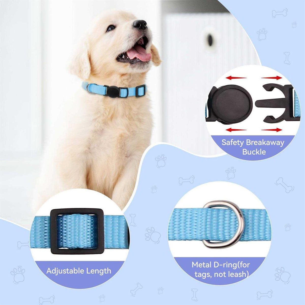 Soft Nylon Adjustable Breakaway Puppy ID Collar H2523