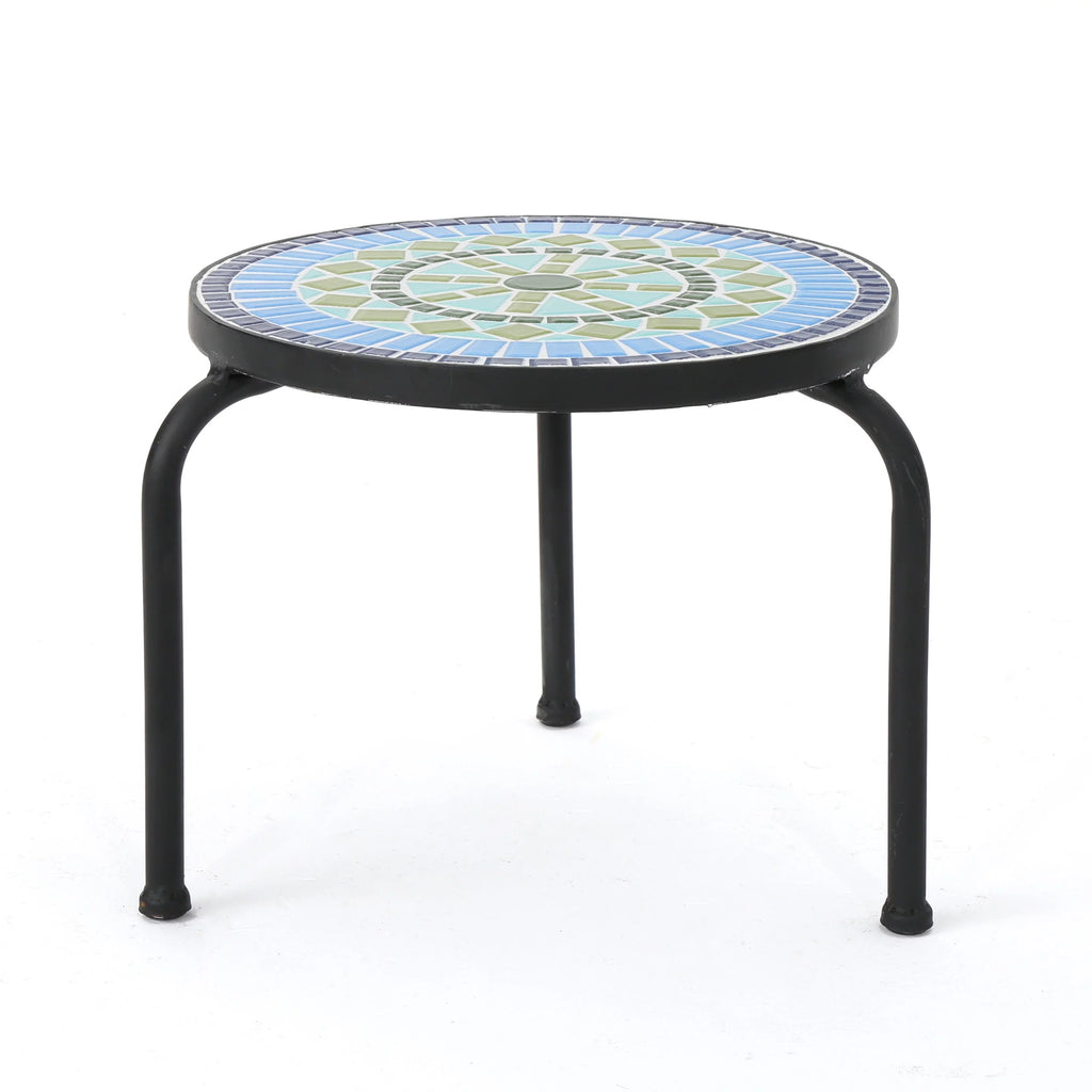 Outdoor Ceramic Tile Side Table with Iron Frame Z10292