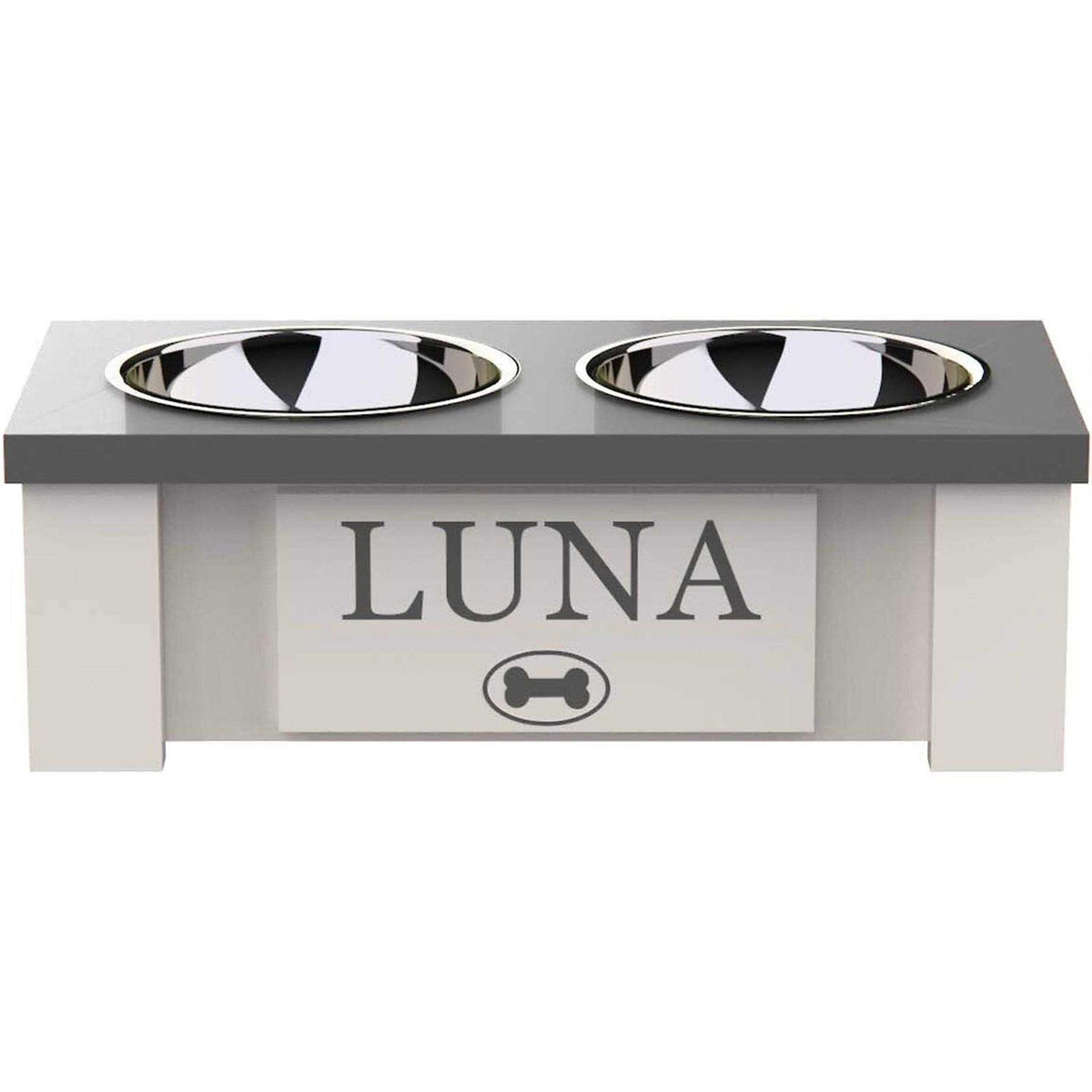 Personalized Elevated Dog Bowl Stand with Internal Storage N568