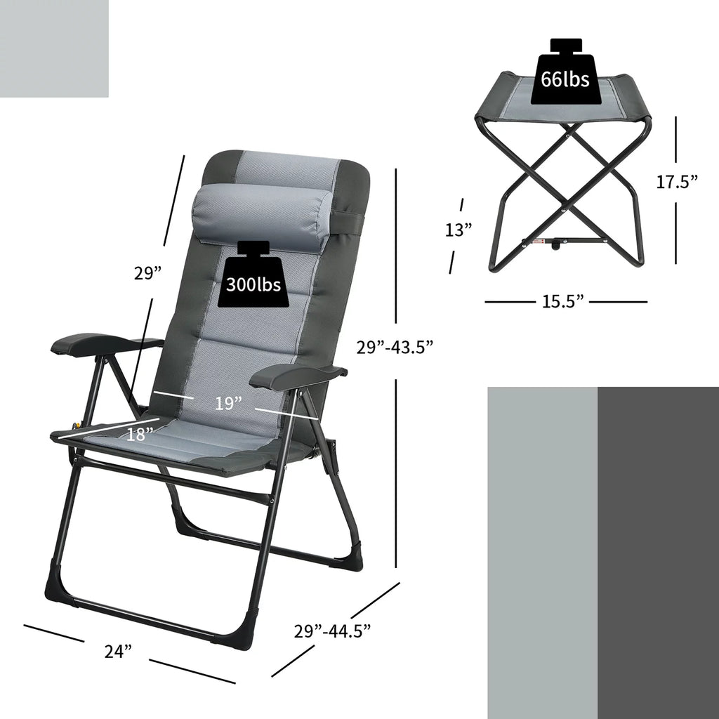 4 PCS Gray Patio Folding Chair Ottoman Set E141125