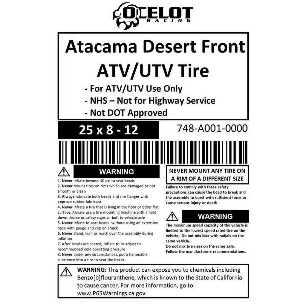 12 Ocelot Atacama Desert ATV/UTV Tire B7226