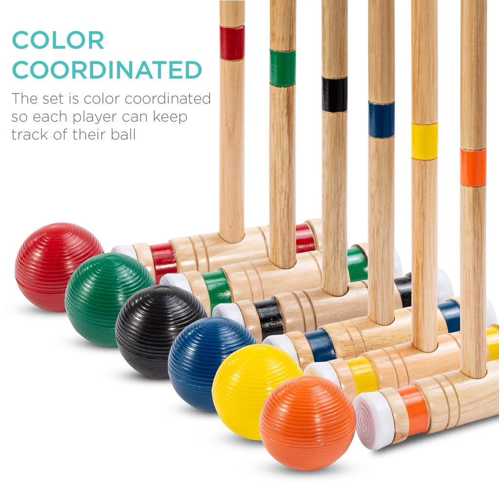 6-Player 32in Wood Croquet Set with Carrying Bag K8209