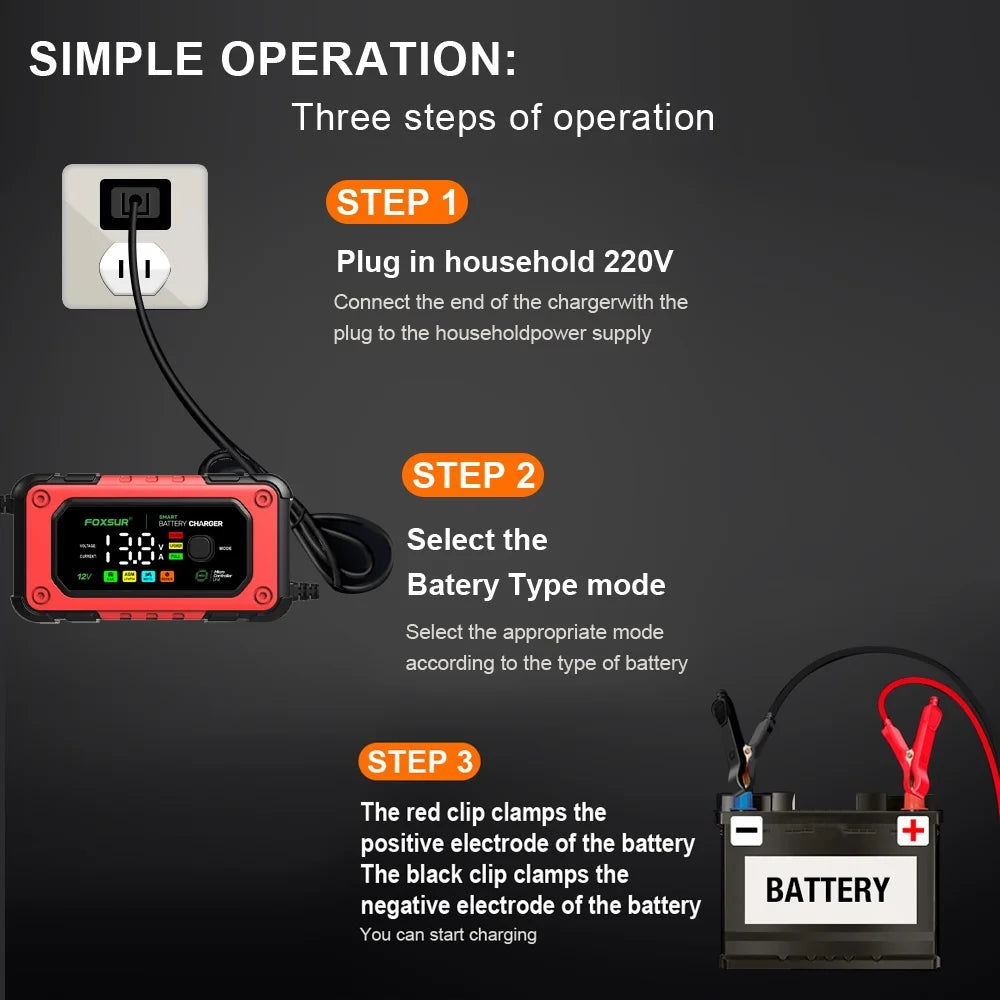 12V 7A Car Battery Charger Maintainer Q609204