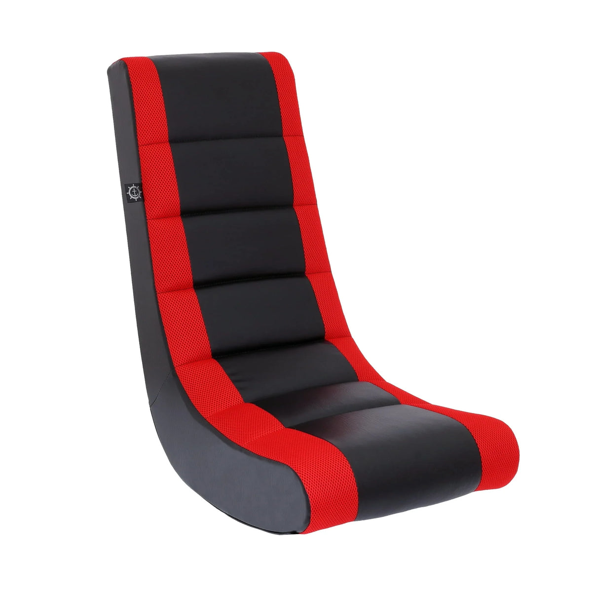 Black Red Faux Leather Polyester Mesh Video Rocker Floor Gaming Chair H6694