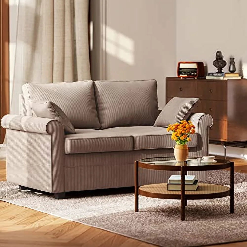 Brown Corduroy 2 in 1 Sleeper Sofa P5794
