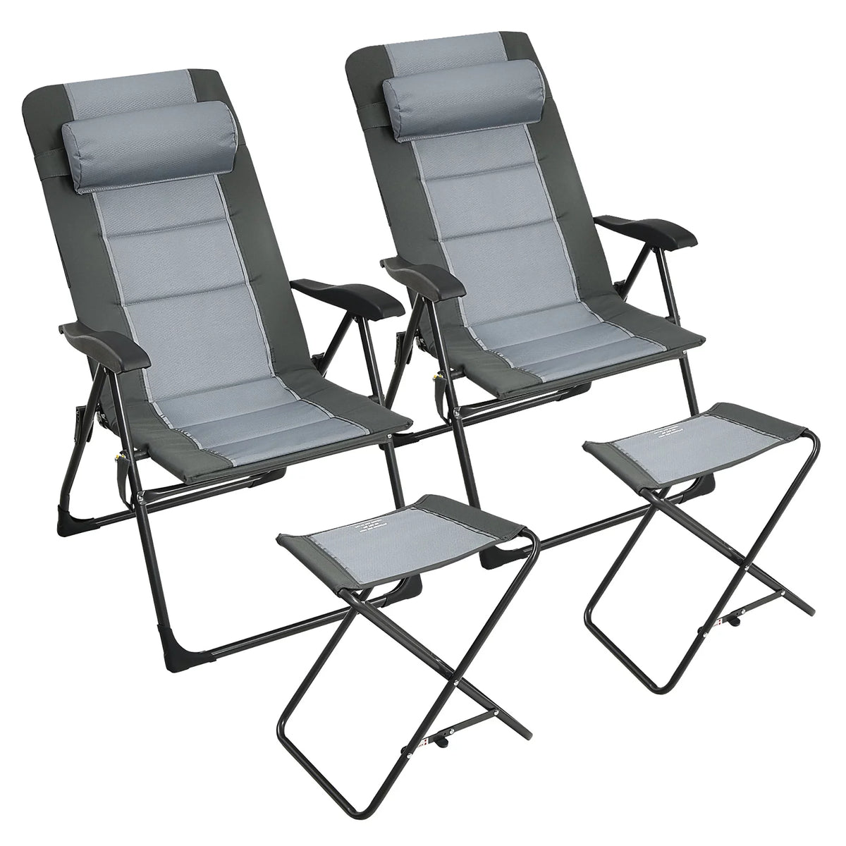 4 PCS Gray Patio Folding Chair Ottoman Set E141125