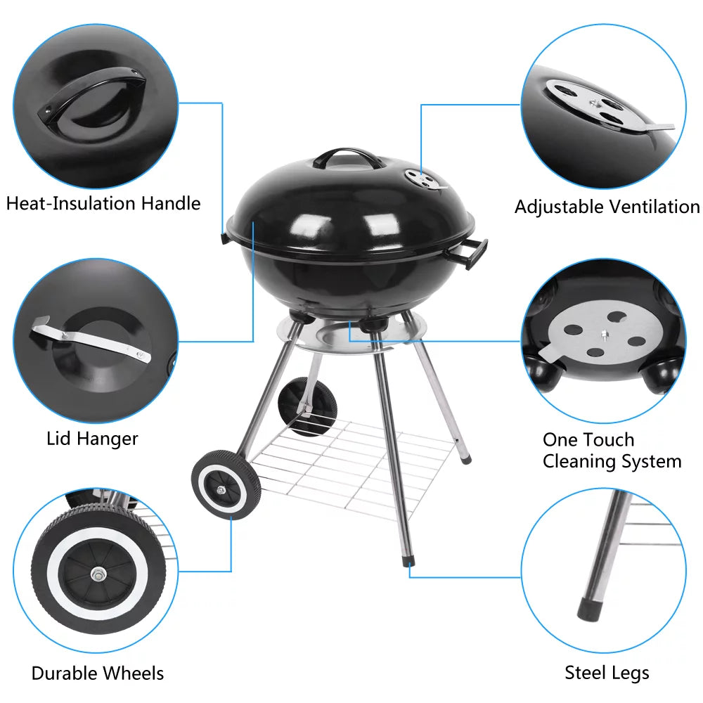 Portable Charcoal Grill 18 inch Round BBQ Kettle M60439