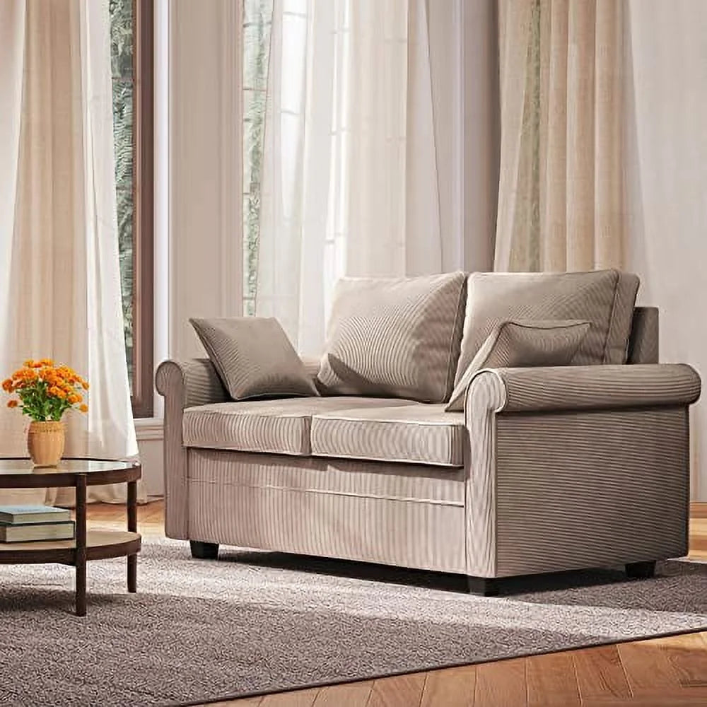 Brown Corduroy 2 in 1 Sleeper Sofa P5794
