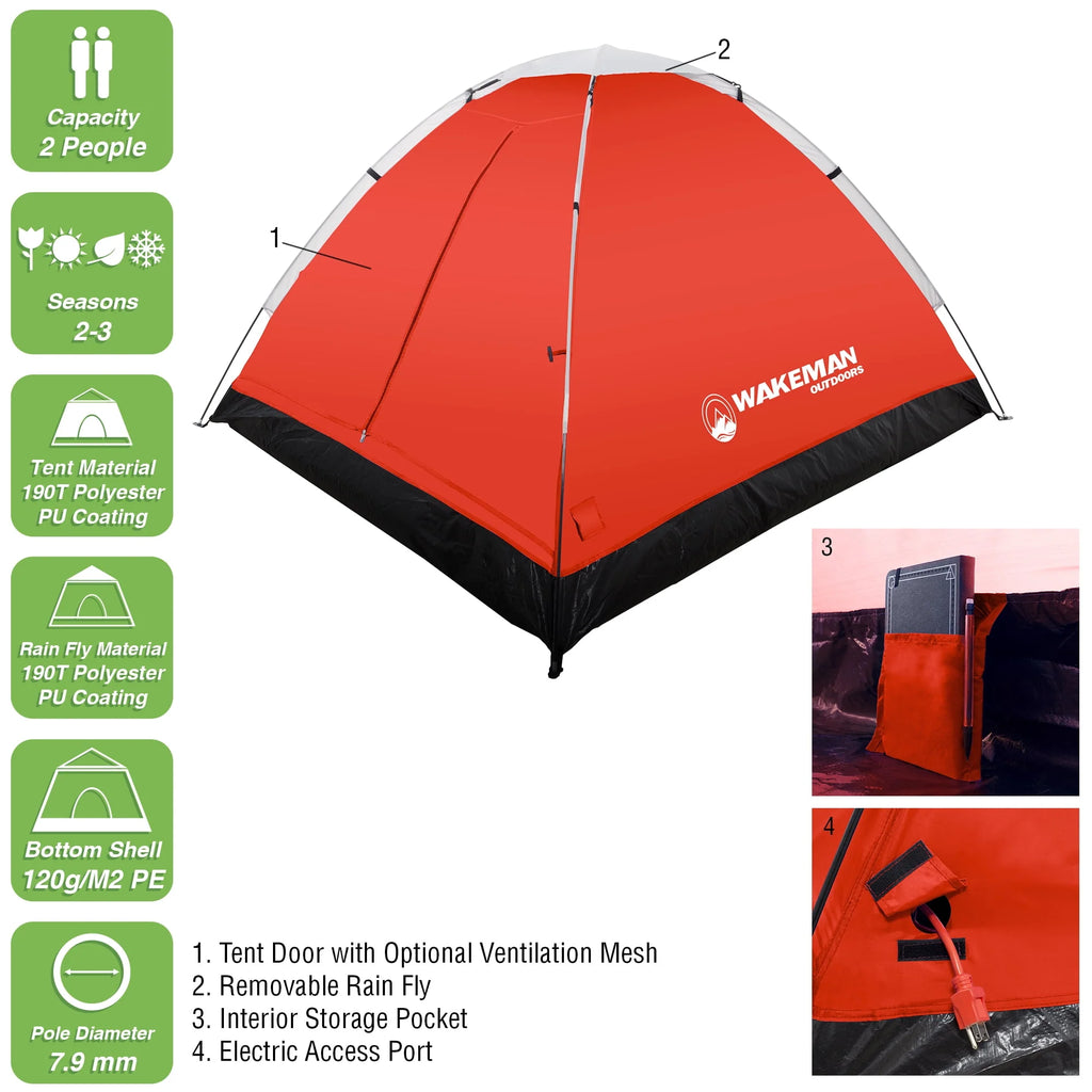 2-Person Water Resistant Dome Tent with Carry Bag X744470