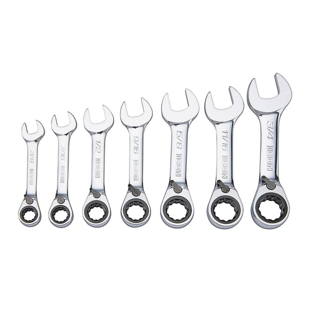 7 Piece SAE Ratcheting Combination Wrench Set V608