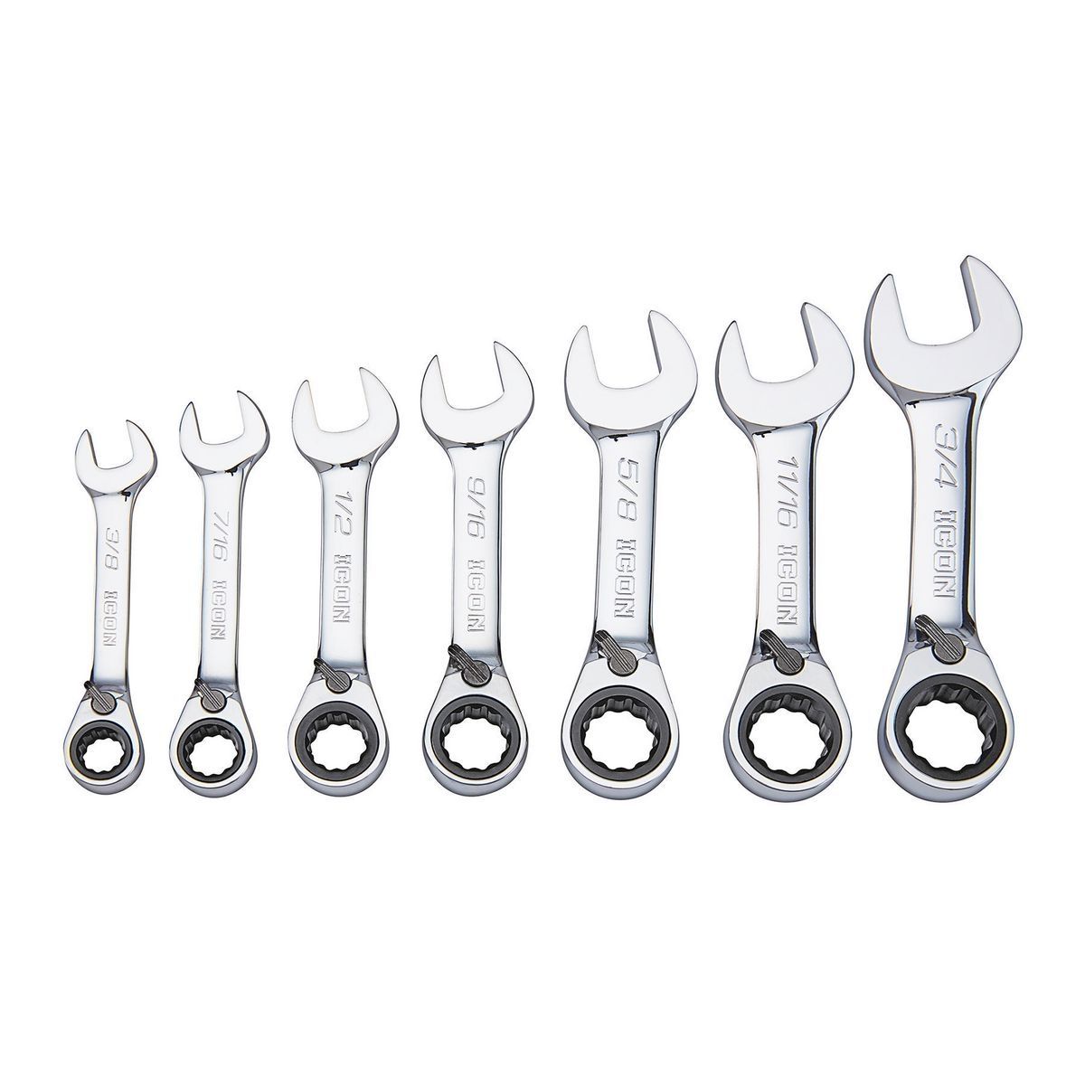 7 Piece SAE Ratcheting Combination Wrench Set V608