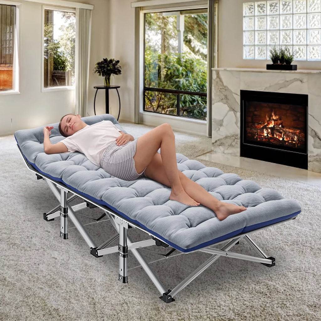 75'' Portable Folding Camping Cot with Mattress and Carry Bag T372