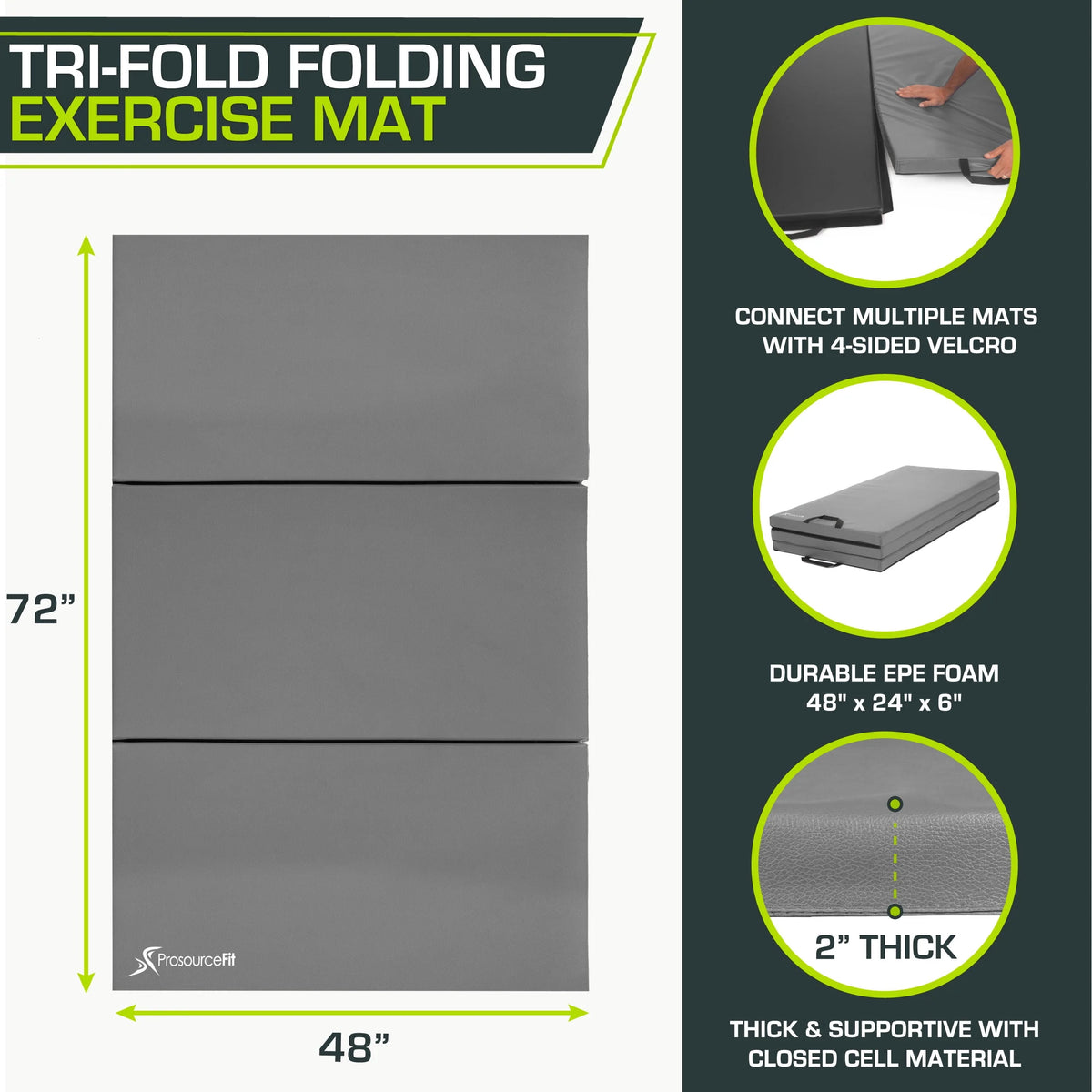 Tri-Fold Folding Gymnastics Mat 6'x4' C4867