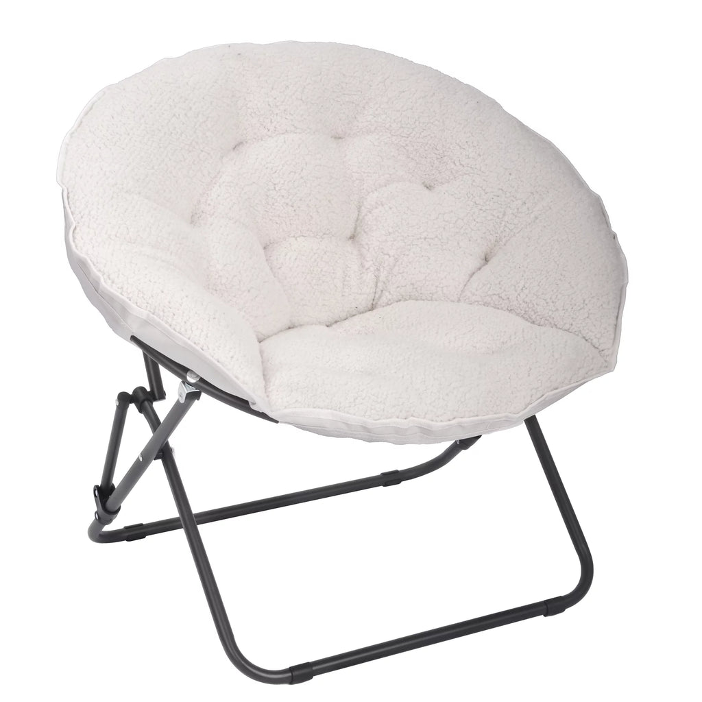 White Faux Shearling Saucer Chair K7166
