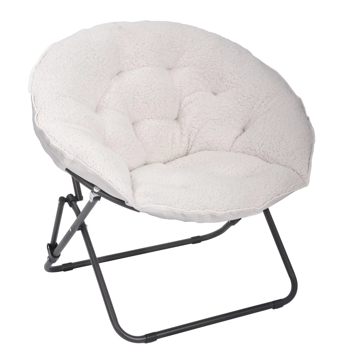 White Faux Shearling Saucer Chair K7166