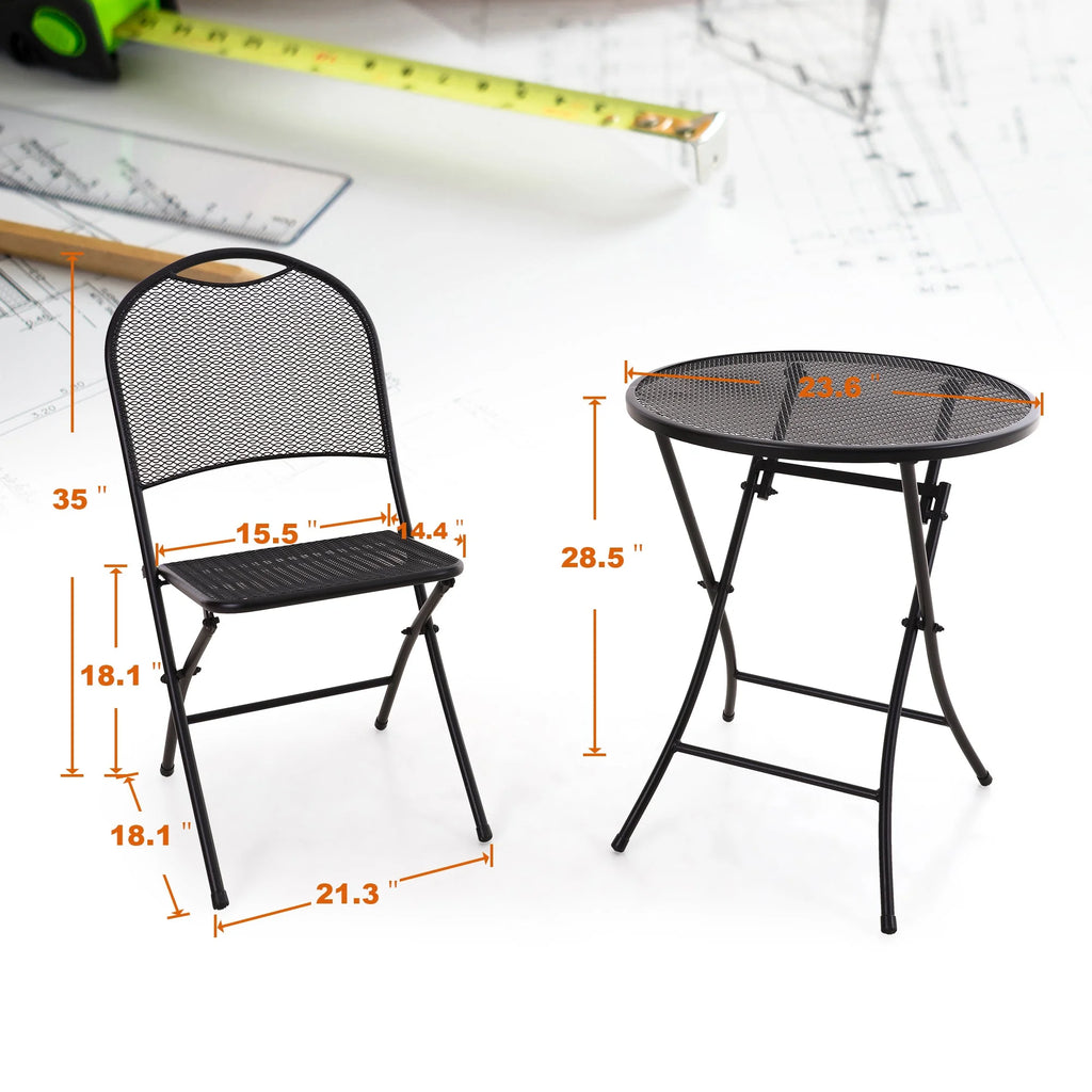 3 Pieces Metal Folding Bistro Set S660992