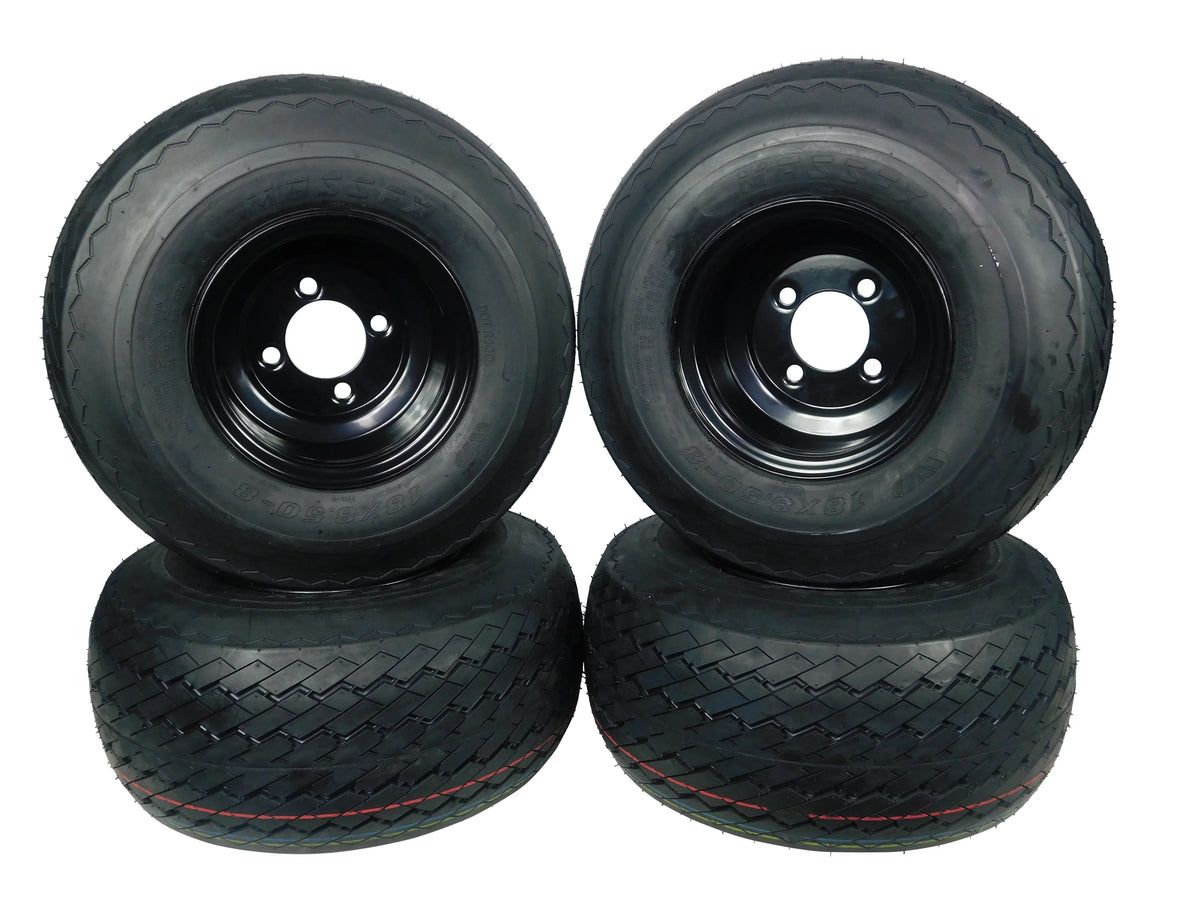 18x8.5-8 Golf Cart Tire with Black Rim 4 Pack K32779