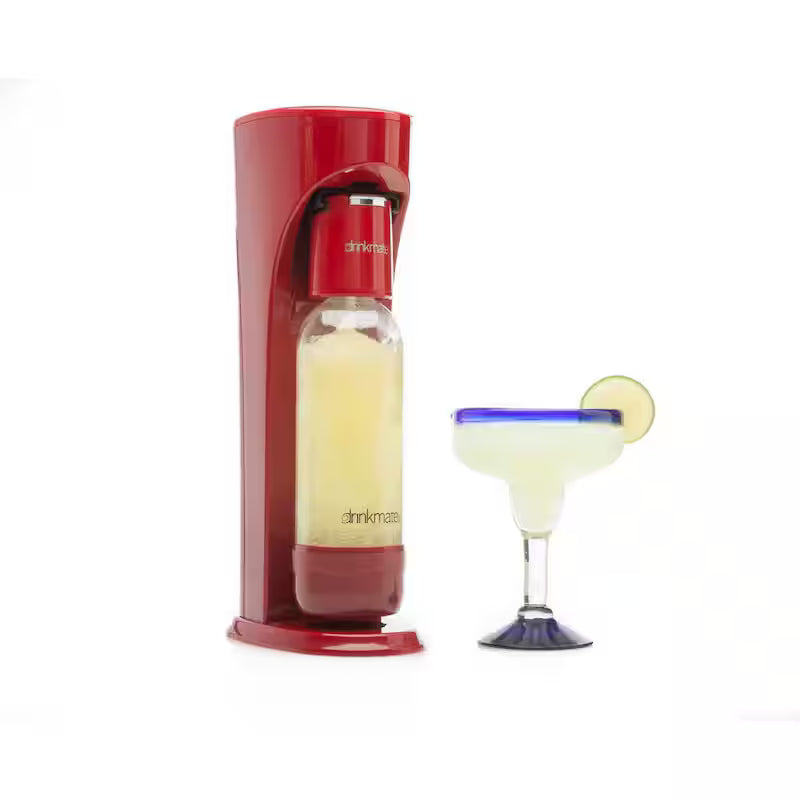 Red Sparkling Water and Soda Maker Machine with 60L CO2 Cartridge and 1L Bottle H705165