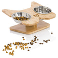 Elevated Dog Bowl Stand with Stainless-Steel Food and Water Bowls Q5447