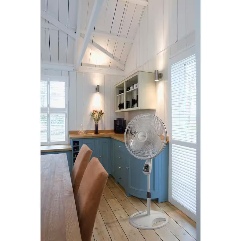 16 in. 3 Speed Oscillating Pedestal Fan with Remote Control in White L8399