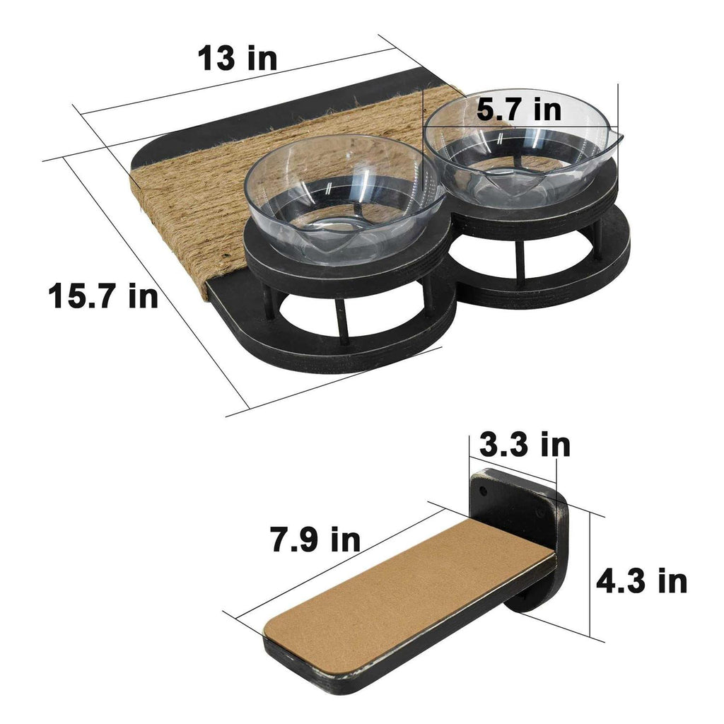 Cat Hammock Wall Shelves with 3 Steps and 2 Food Shelf L3946