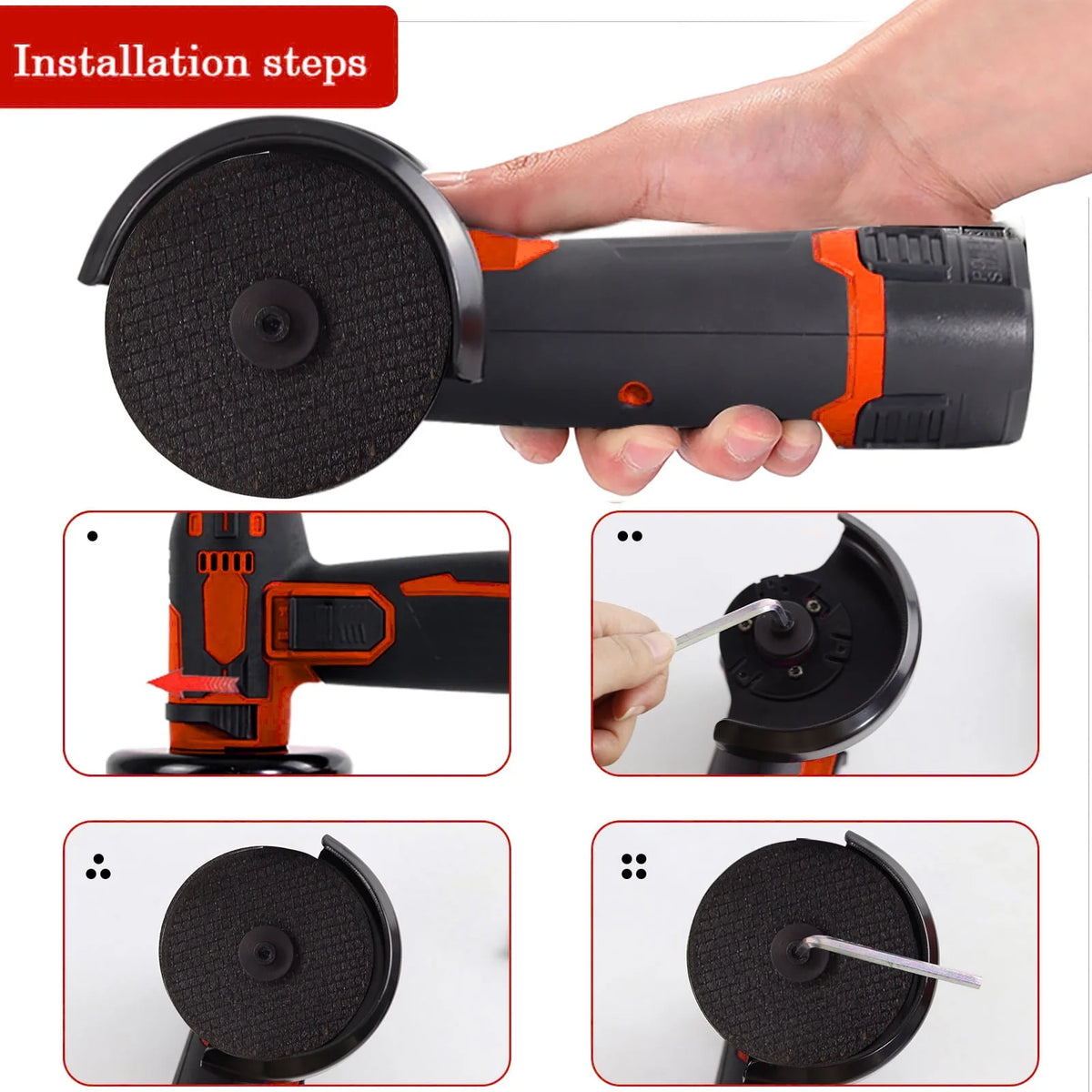 12V Cordless Angle Grinder Kit 3 Inch 19500 rpm with 2 1300mAh Lithium-Ion Battery E441893