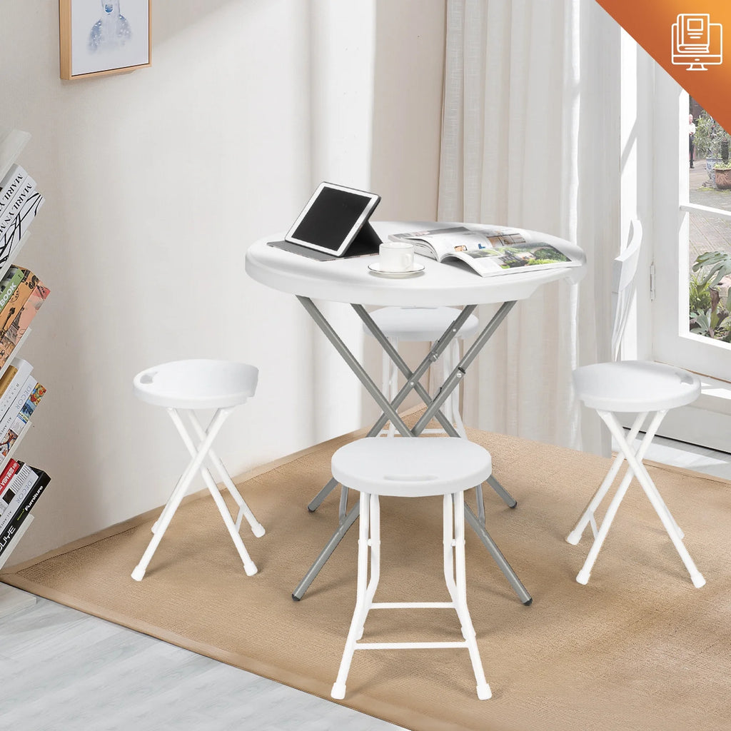 48 Round White Granite Bi-Folding Portable Plastic Table O2018