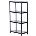 4-Tier Black Plastic Storage Shelving Unit D81947