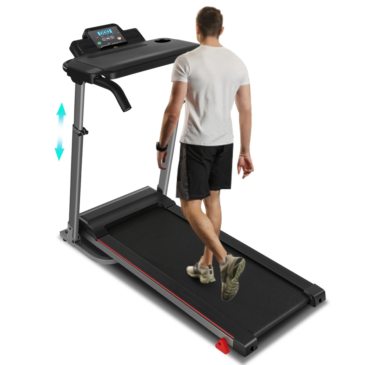 Folding Treadmill with Removable Tabletop and Incline, 2.5 HP, Black Y866219