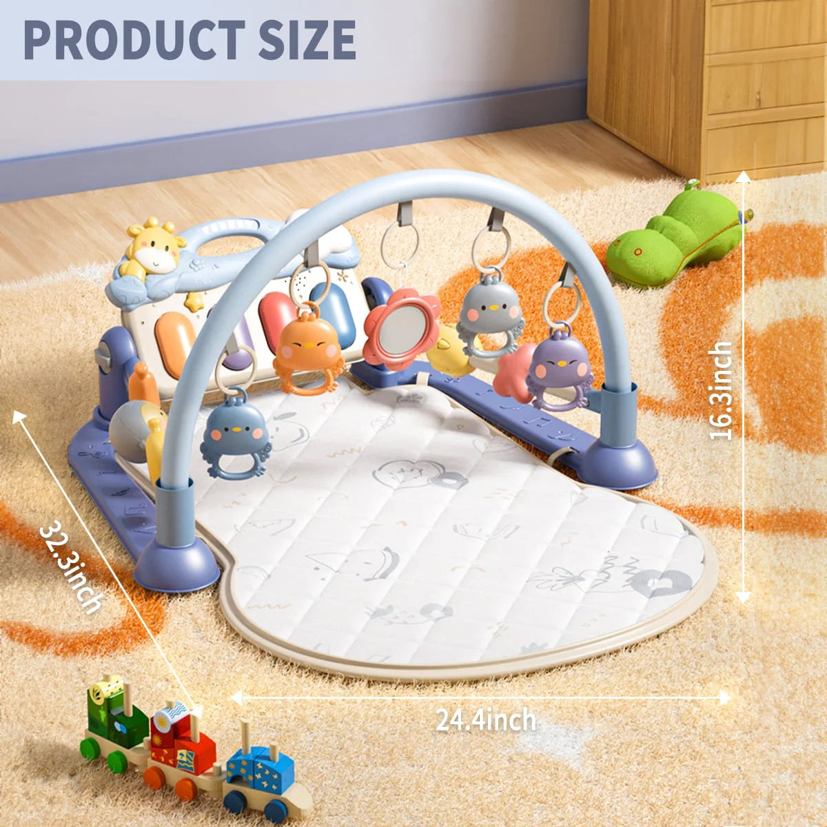 Purple Baby Gym Mat with Side Rails and Toys K49680