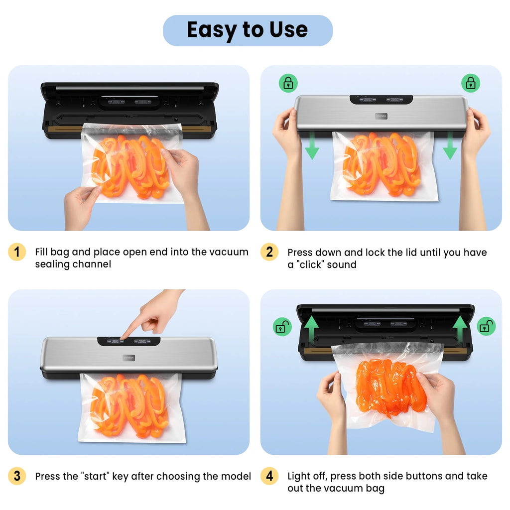 70Kpa Vacuum Sealer with Vacuum Hose & 10Pcs Bags F98877
