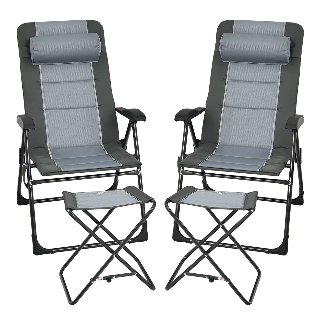 4 PCS Gray Patio Folding Chair Ottoman Set E141125