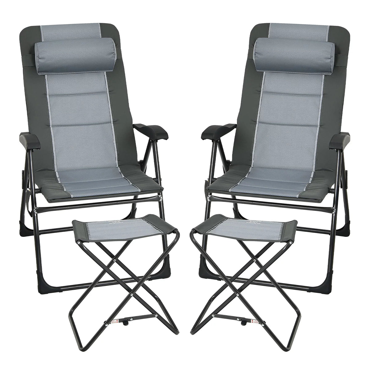 4 PCS Gray Patio Folding Chair Ottoman Set E141125