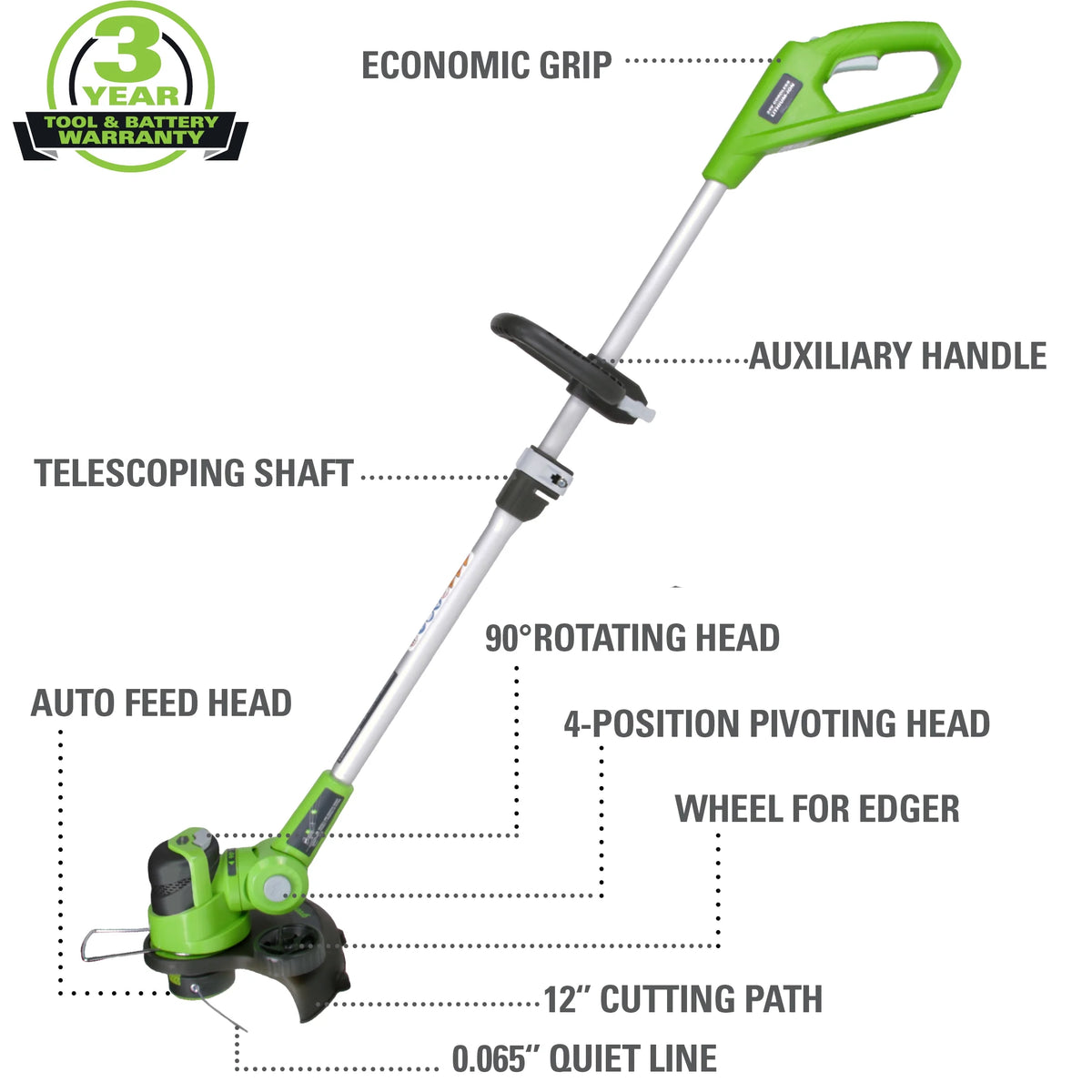 24V 12 inch Cordless String Trimmer/Edger with 2.0 Ah Battery and Charger G743289