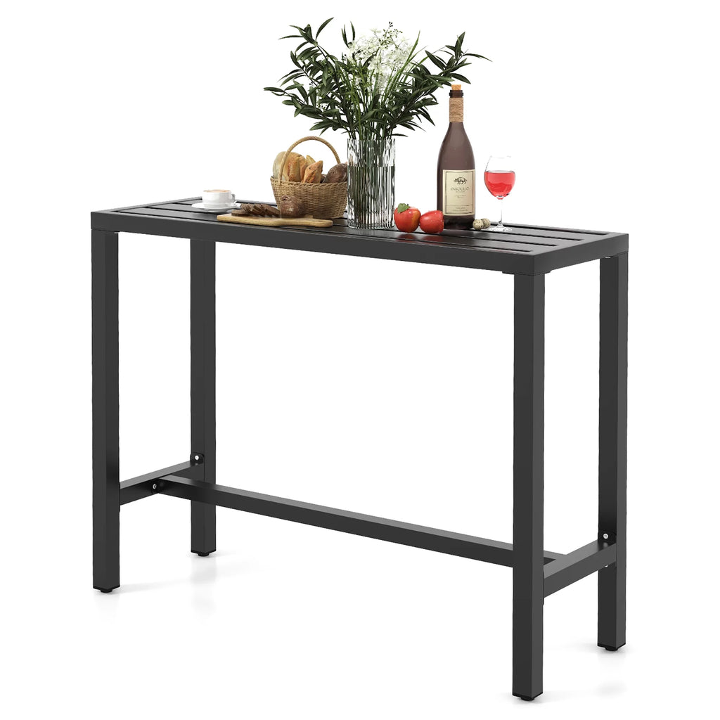 Outdoor Metal Bar Table 55'' Patio Counter Height Dining Table Black P708139