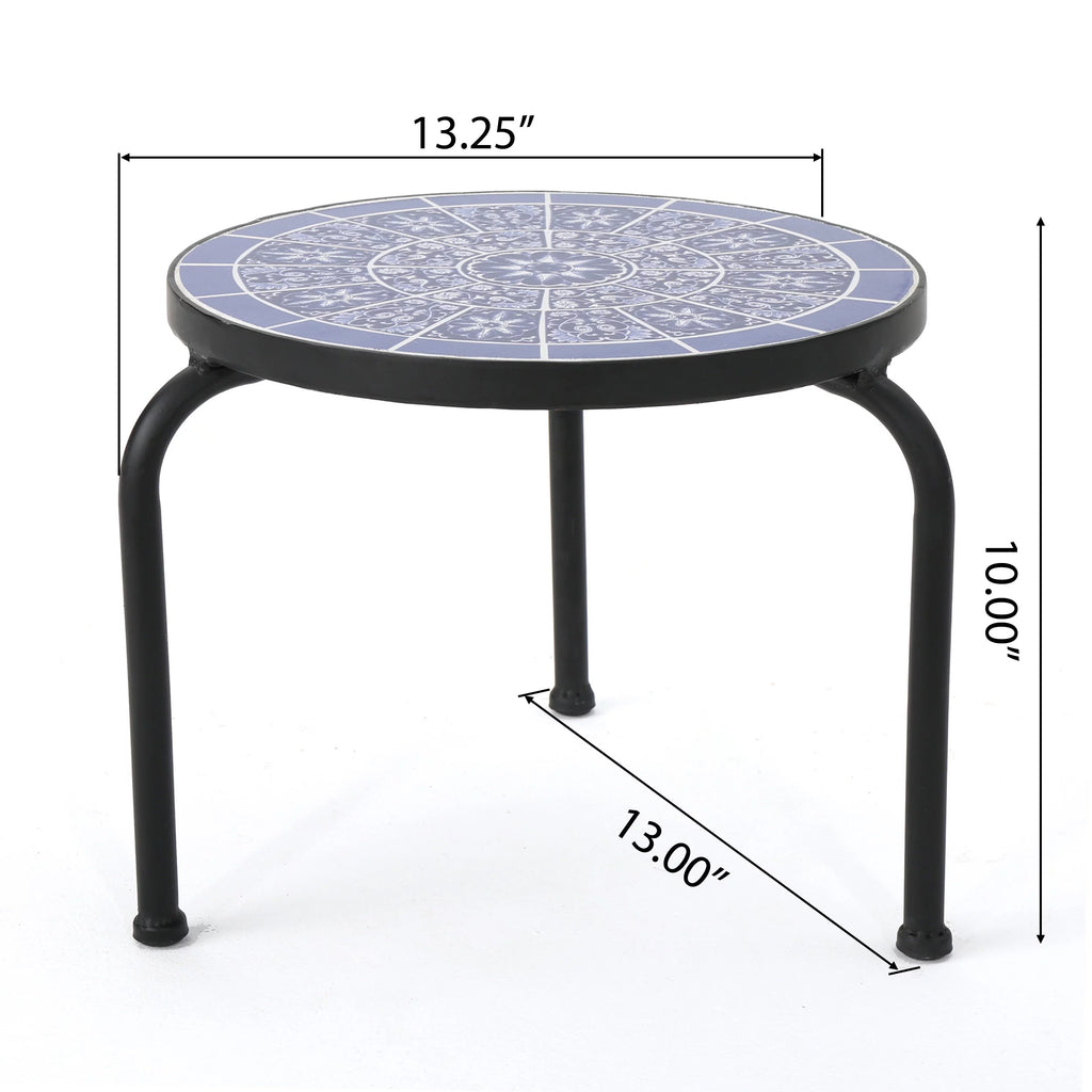 Outdoor Ceramic Tile Side Table with Iron Frame Z10292