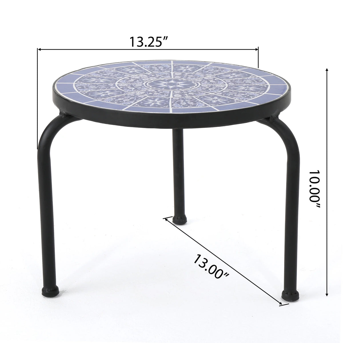 Outdoor Ceramic Tile Side Table with Iron Frame Z10292