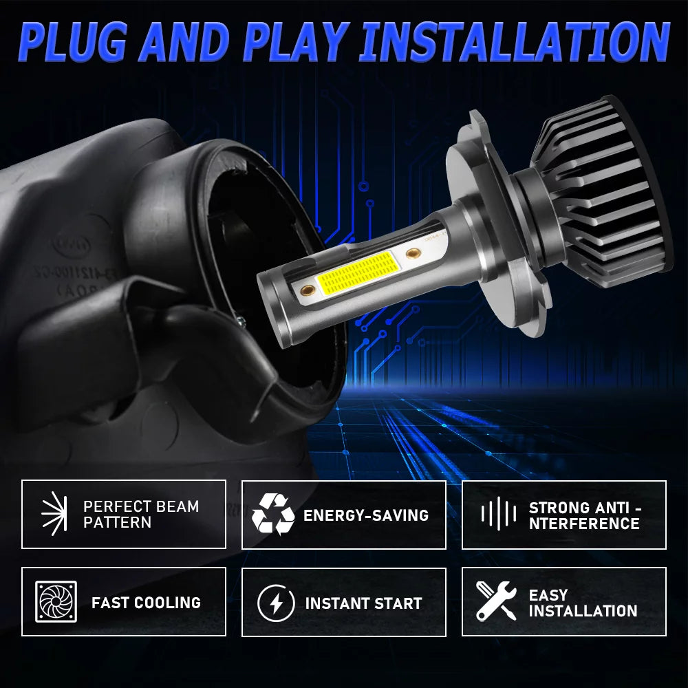 H4 LED Headlight Bulb Hi/Lo Beam 6500K Cool White Conversion Kit C8597
