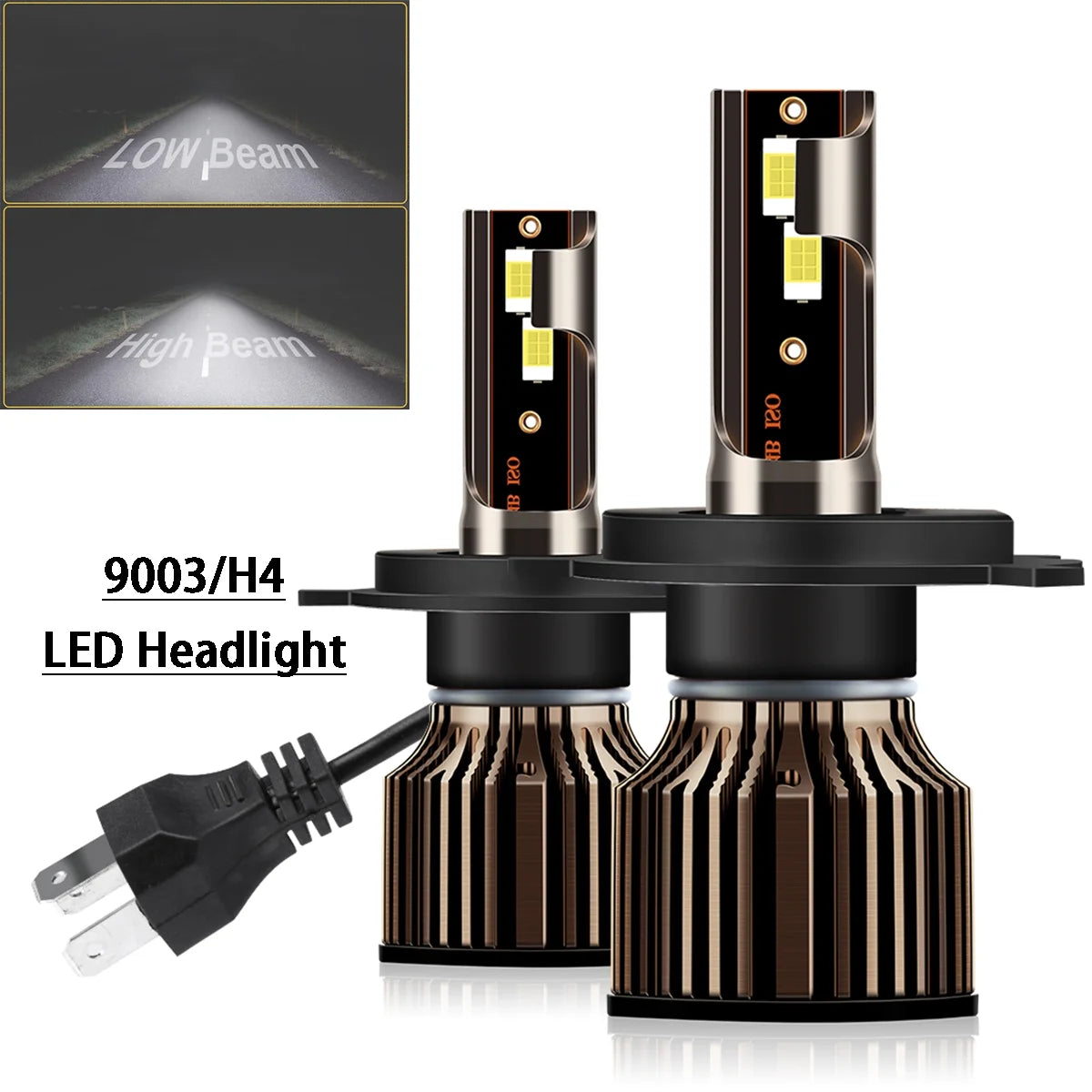 H4 9003 Dual Beam LED Bulbs, H11 Fog Light, 6500k Cool White, IP68 Waterproof H9941
