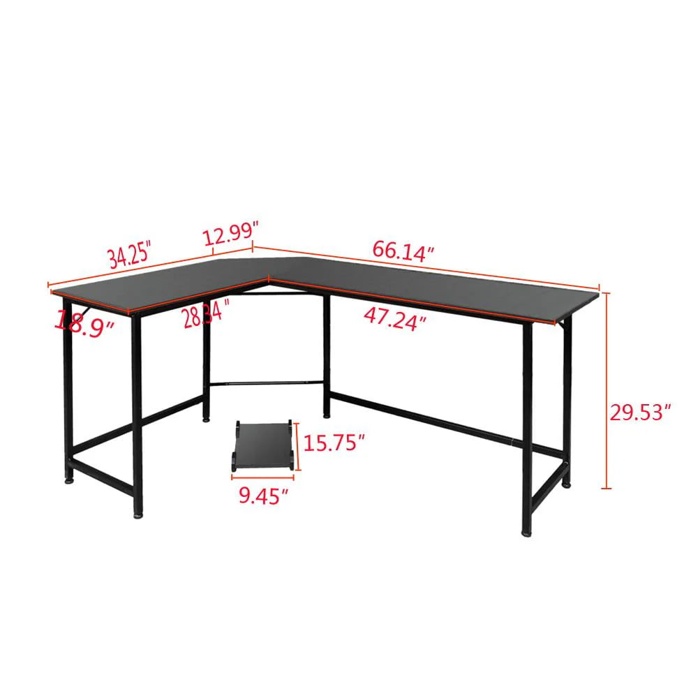 Black L-Shaped Computer Desk I48312