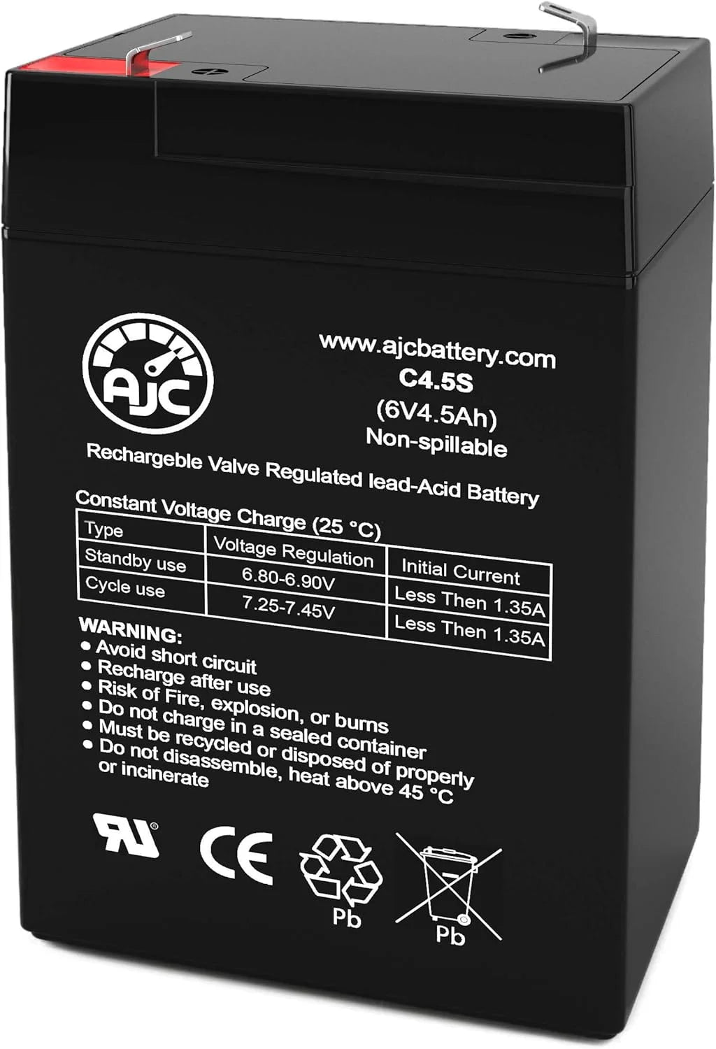 6V 4.5Ah Sealed Lead Acid Battery T7598