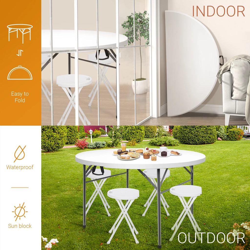 48 Round White Granite Bi-Folding Portable Plastic Table O2018